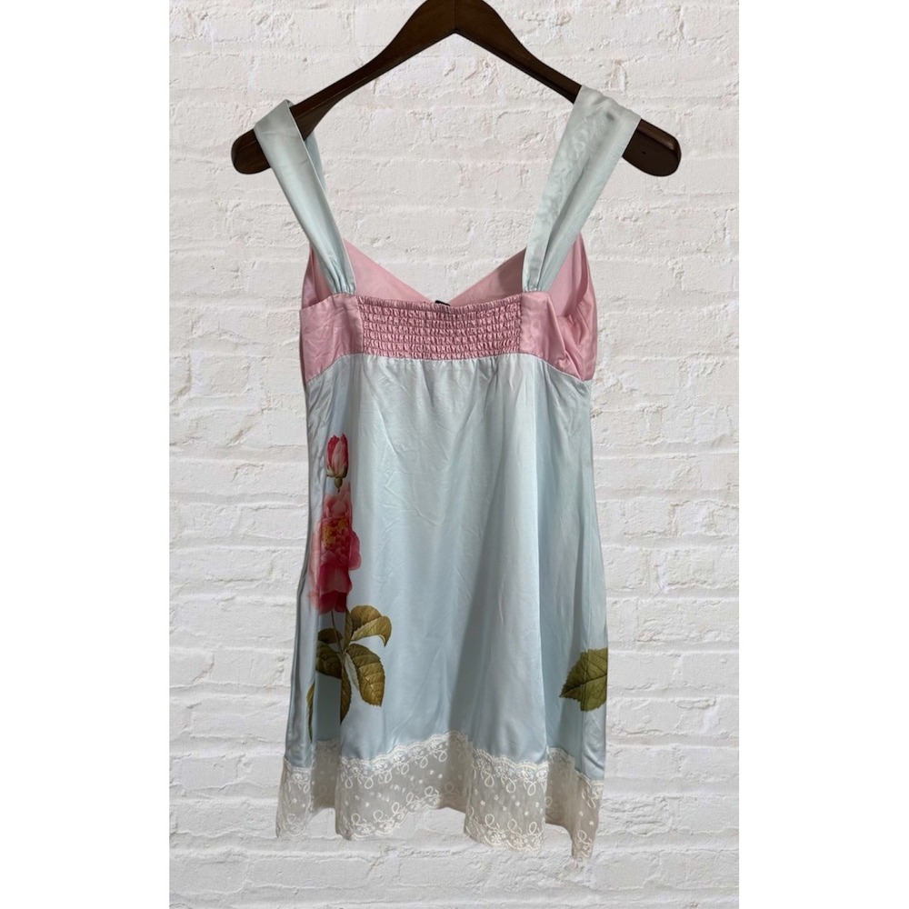 Aston Studio Violet Dress Womens 2 Silky Babydoll Floral Pastel Pink Blue - Picture 4 of 10